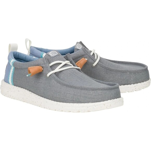 Hey Dude Men's Wally Summer Craft Linen Shoes Monument Gray Blue NIB - Picture 1 of 7